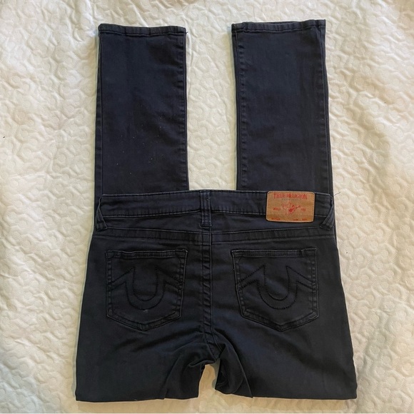 True Religion Black Jeans Girl’s Size 16 Geno Relaxed Slim Fair Condition Stains - Picture 11 of 16